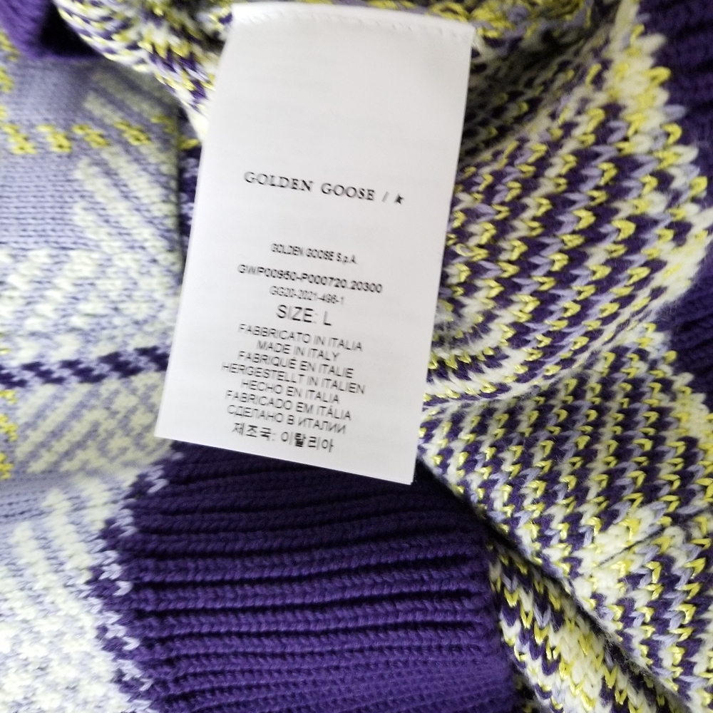 Golden Goose Sequin Embellished Plaid Wool Blend Cardigan Multicolor - Picture 10 of 13
